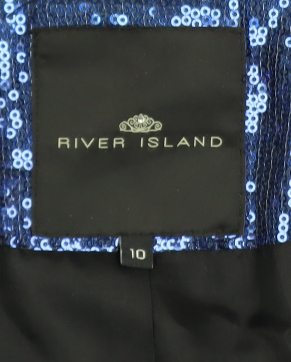 Womens UK Size 10 River Island Regular Blue Blazer
