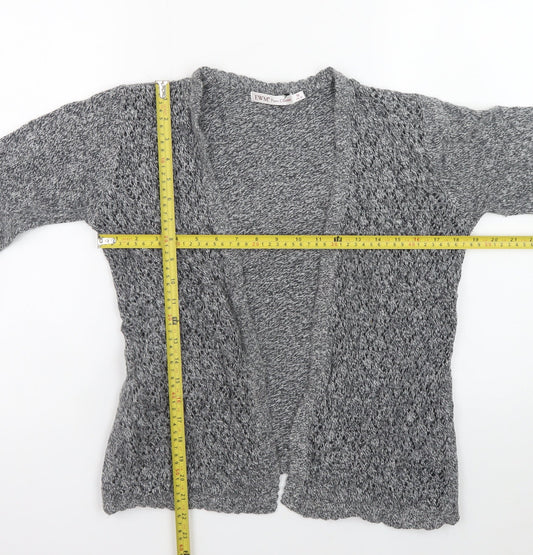 EWM Womens Grey Open Knit Cardigan Size 14-16 Cotton Blend