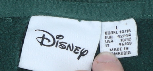 Womens UK Size L Disney Green Pullover Hoodie