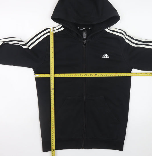 Adidas Boys Black Full Zip Hoodie 13-14 Years Fleece Sportswear