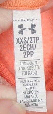 Womens UK Size 2XS Under armour Orange Pullover Hoodie