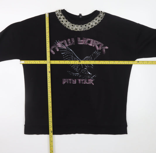 Womens UK Size 8 River Island Black Pullover Sweatshirt