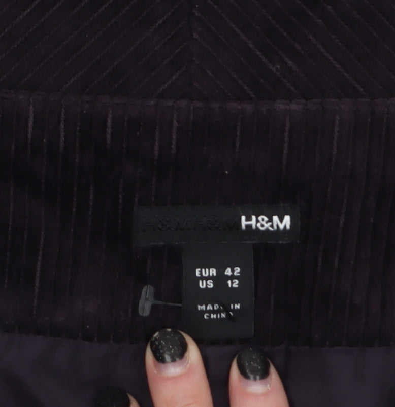 Womens UK Size 14 H&M A-Line Corduroy Skirt
