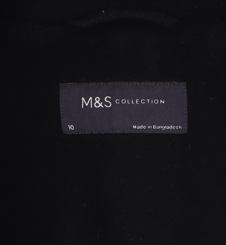 Womens UK Size 10 Marks and Spencer Black Overcoat