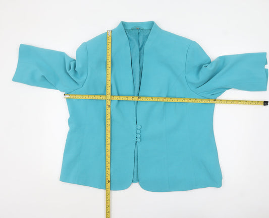 Isle Women Blue Regular 3/4 Sleeve Shawl Collar Blazer Size 22