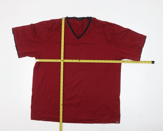 Jil Men's Red V-Neck Polka Dot Cotton 3XL T-Shirt