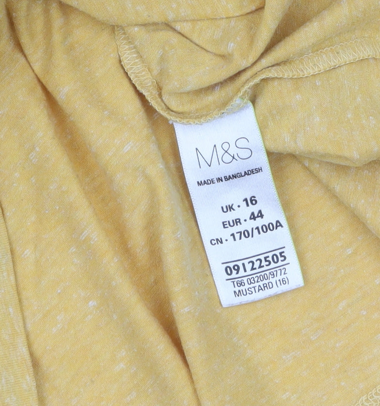 Womens UK Size 16 Marks and Spencer Yellow Basic T-Shirt