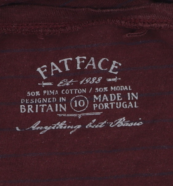 Womens UK Size 10 FatFace Red Basic T-Shirt