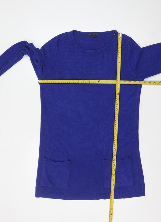 Bonmarché Women Blue Long Sleeve Acrylic Tunic Jumper Size 16