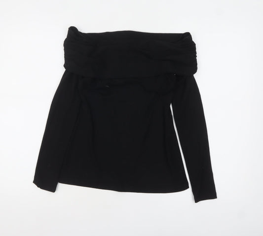 Joe Browns Women Black Off Shoulder Slim Fit Long Sleeve Tunic Blouse Size 6