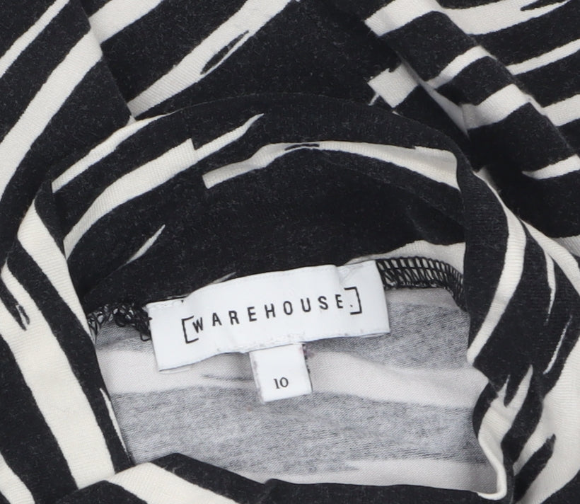 Womens UK Size 10 Warehouse Black Basic T-Shirt