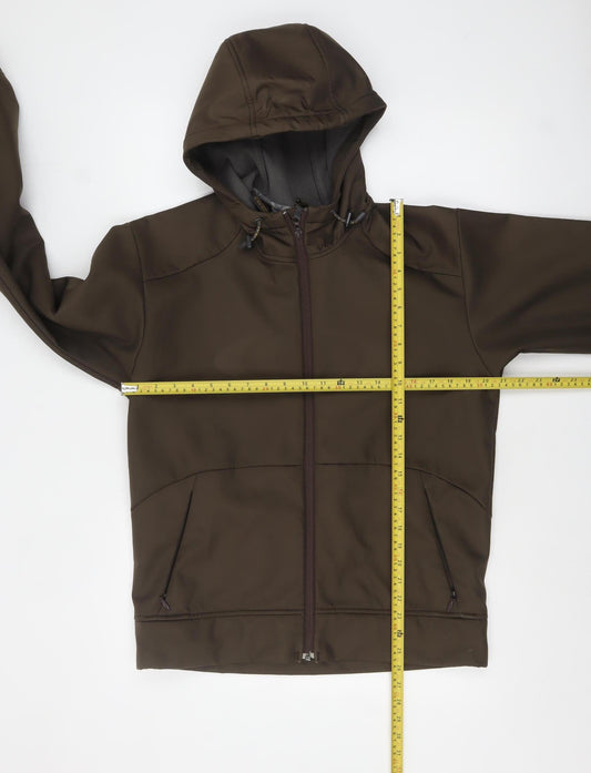 Salomon Men's Brown Softshell Hooded Jacket M Full Zip Outdoor