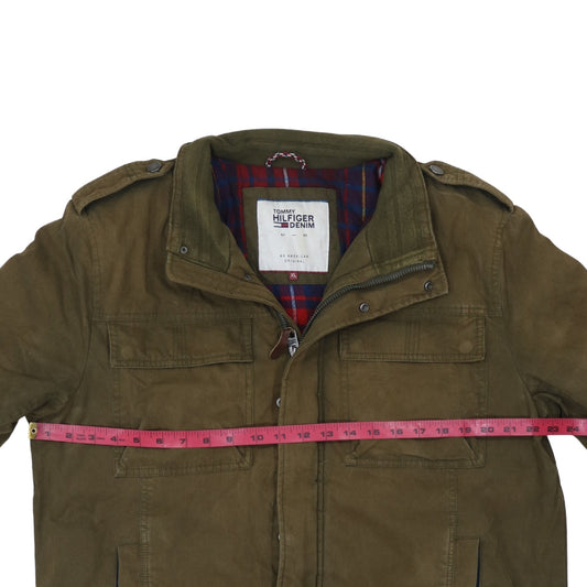 Tommy Hilfiger Men’s Green Military Jacket XL Full Zip Cotton