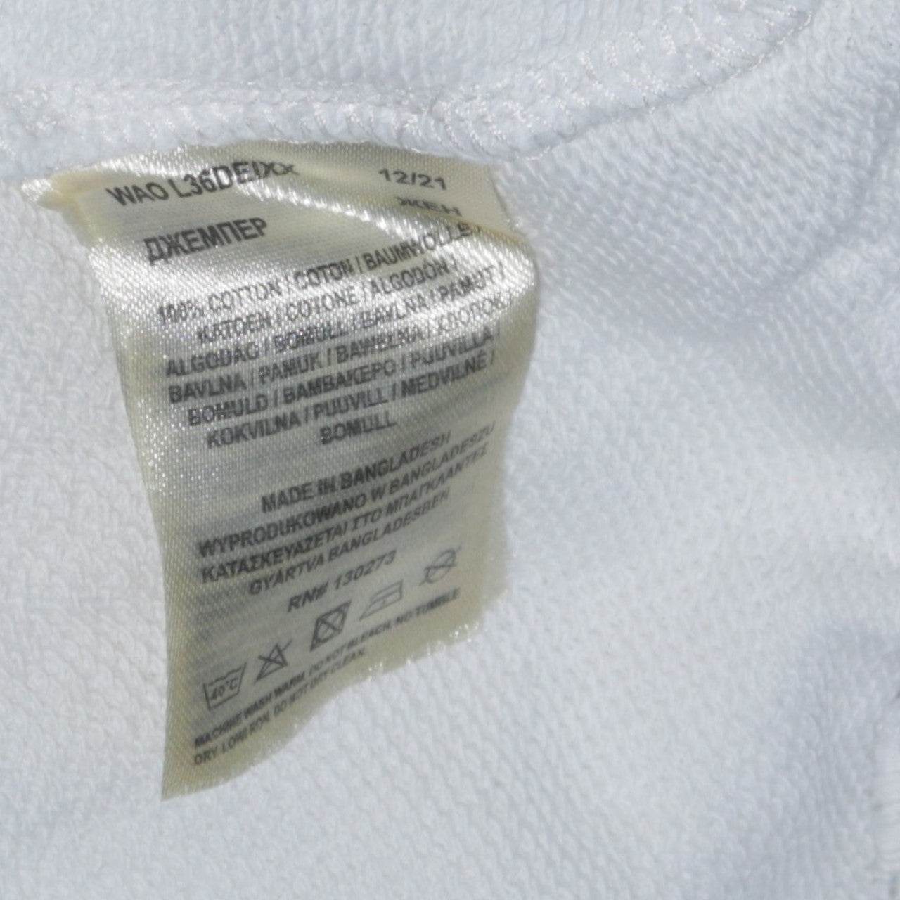 Womens UK Size L Lee White Pullover Sweatshirt