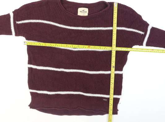 Hollister Women’s Purple Striped Chunky Knit Jumper XS