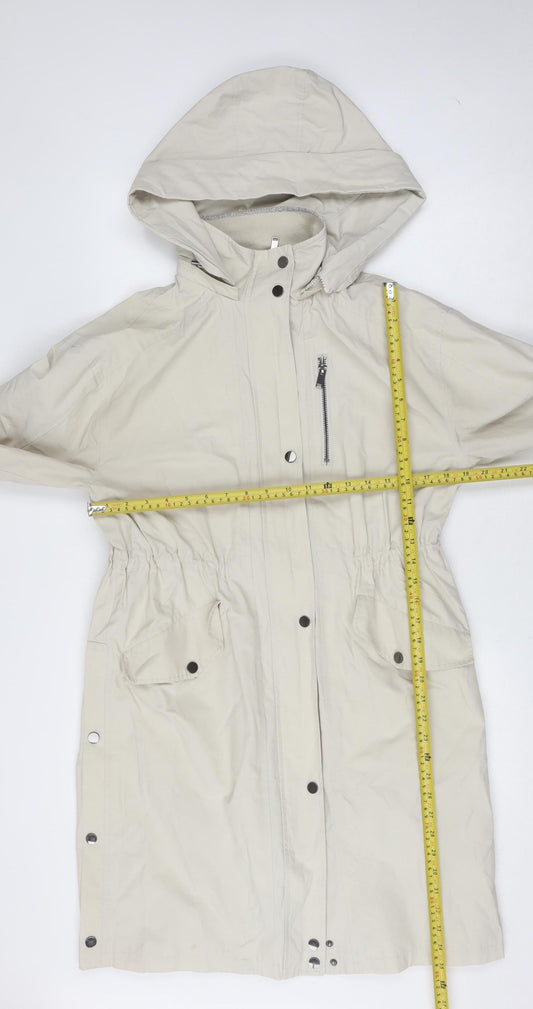 Mint Velvet Women Beige Long Parka Coat Hooded Size S