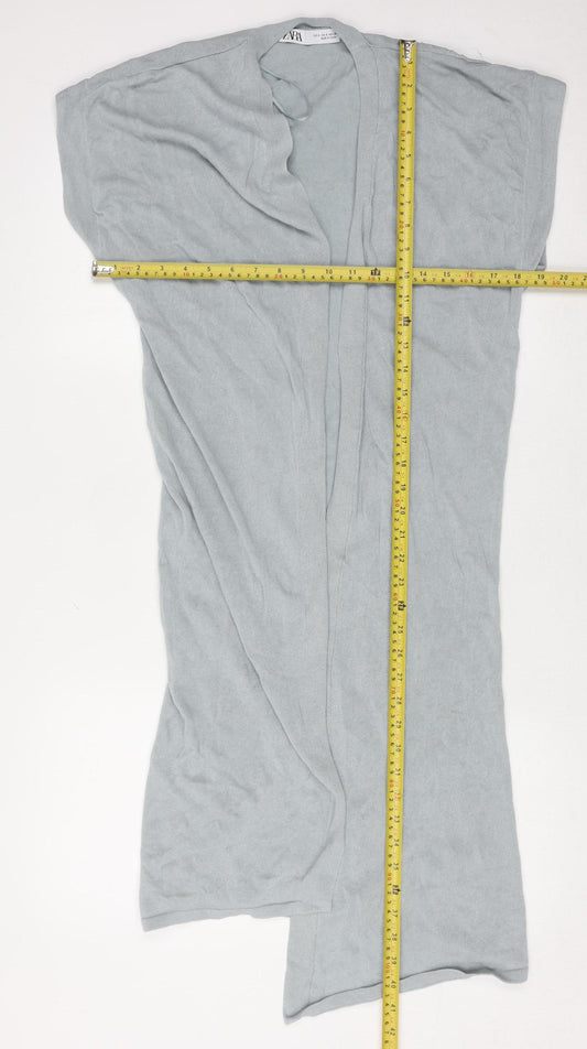 Zara Women Grey Open Knit Short Sleeve Cardigan Size 8