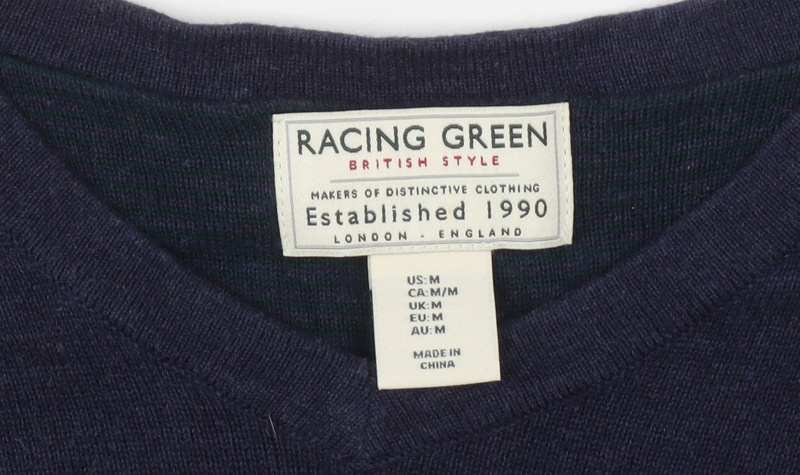Mens UK Size M Racing Green Blue Pullover Jumper