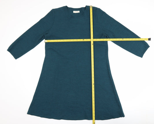 FatFace Women’s Green Knit A-Line Dress Size 16 3/4 Sleeve