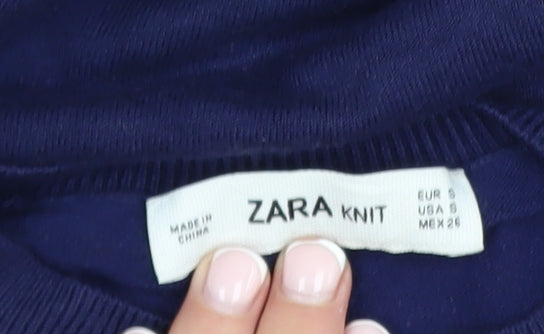 Womens UK Size 8 Zara Blue Pullover Jumper