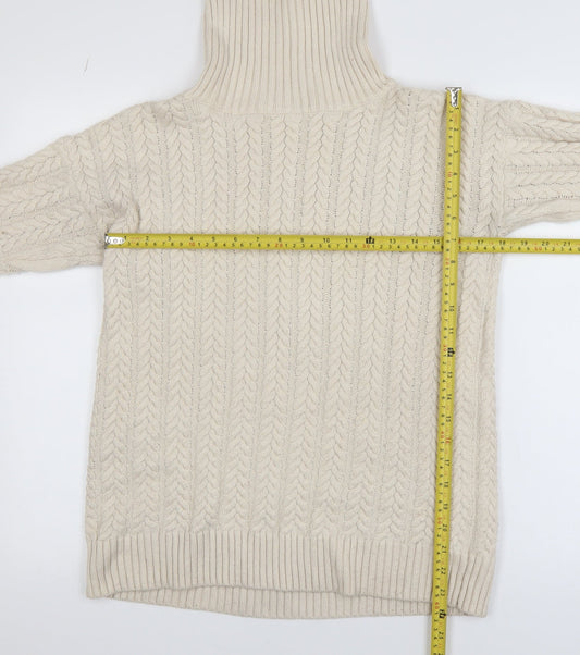French Connection Womens Ivory Cable-Knit Roll Neck Jumper XS