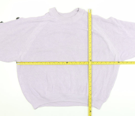 River Island Womens Purple Size 14 Rib Knit High Neck Button Jumper