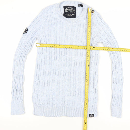 Superdry Womens Blue Cable Knit Cotton Jumper Size 10