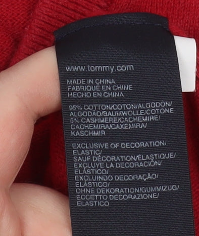Mens UK Size M Tommy Hilfiger Red Pullover Jumper