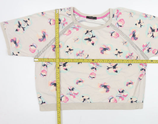 Vila Womens Beige Floral Relaxed Fit Jersey T-Shirt XL
