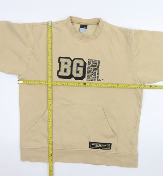 Mens UK Size M Nike Beige Pullover Sweatshirt