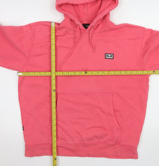 Womens UK Size M OBEY Pink Pullover Hoodie