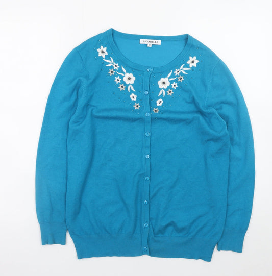 Womens UK Size M Annabelle Blue Cardigan Jumper