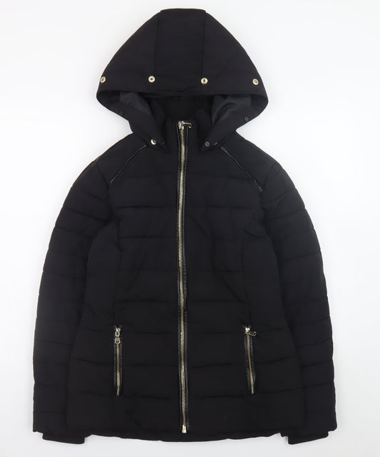 Womens UK Size 8 Miss Selfridge Black Puffer Jacket