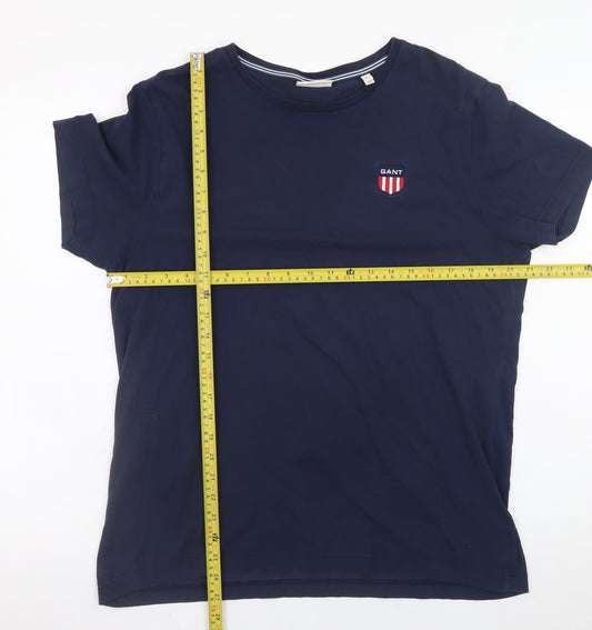 GANT Men's Blue Regular Fit Cotton Crew Neck Short Sleeve T-Shirt L