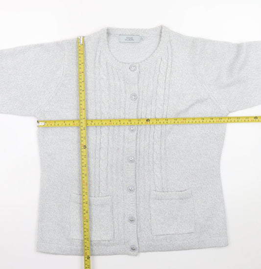 Honor Millburn Women’s Grey Cable-Knit Cardigan Size M 14-16