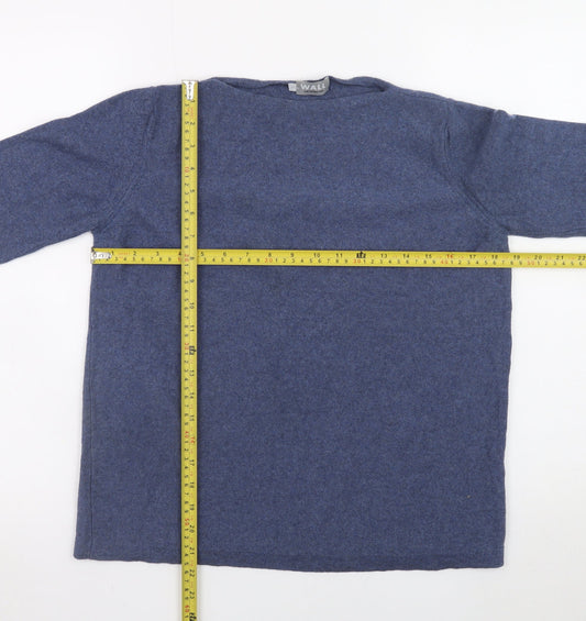 WALL Women's Blue Wool Boat Neck Pullover Jumper Size S