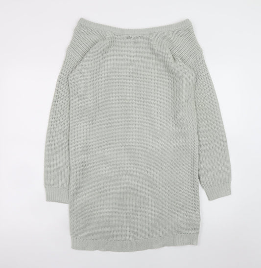 Additional front view of Missguided Women’s Grey Knit Jumper Dress UK 6 Long Sleeve