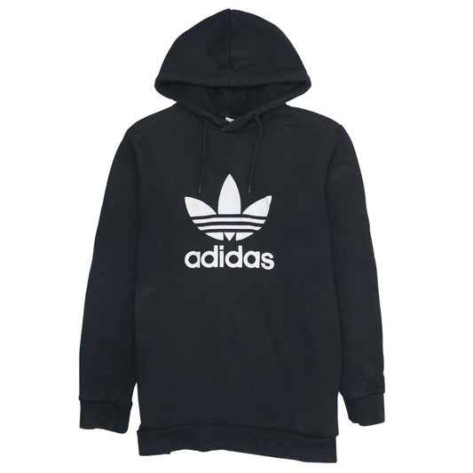 Additional front view of Adidas boys’ black hoodie l pullover graphic print trefoil logo sweatshirt