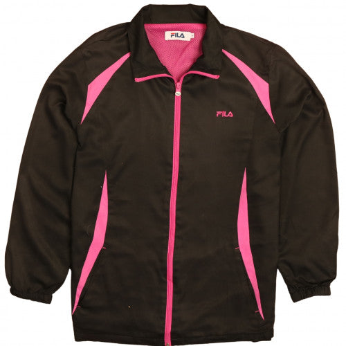 Additional front view of Fila women’s black pink track jacket m full zip sportswear