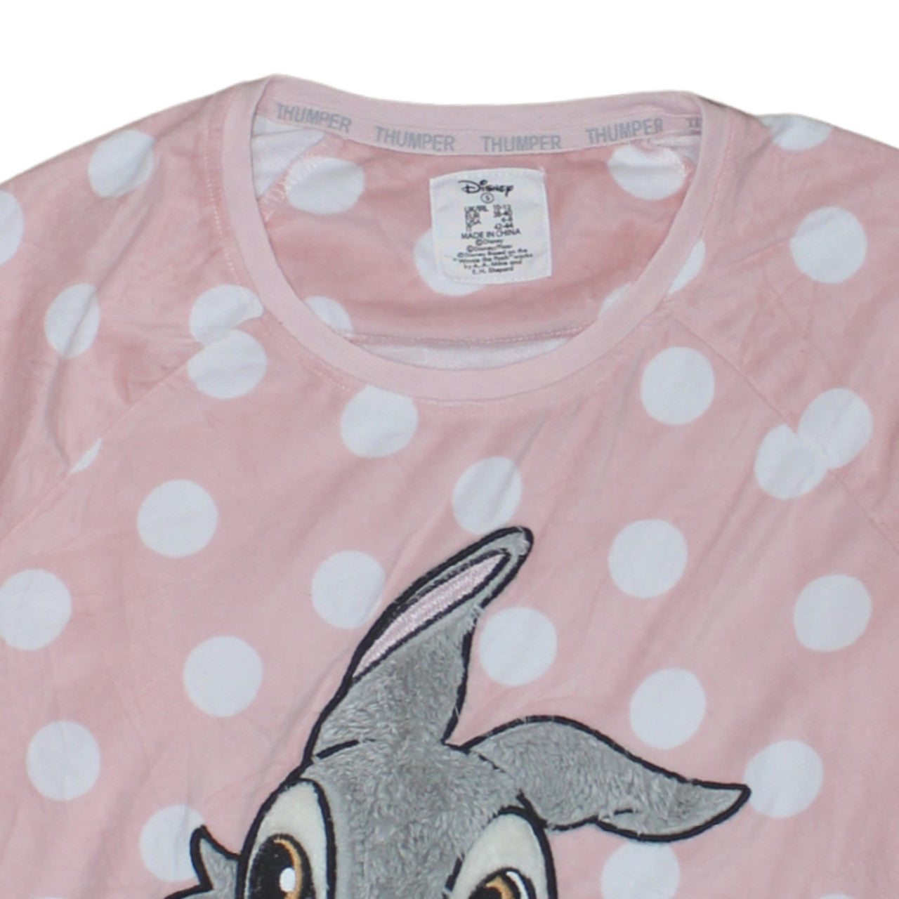 Disney Women Pink Polka Dot Thumper Fleece Nightshirt Size 10-12