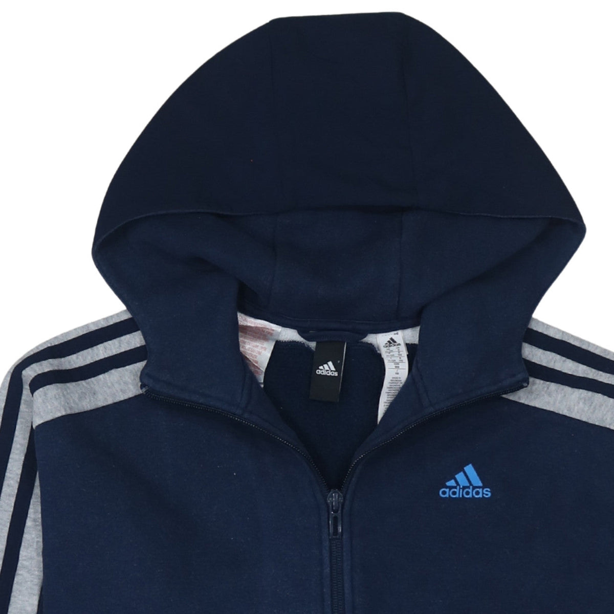 Additional view of Adidas boys’ navy blue full zip hoodie, size 11-12, years cotton blend