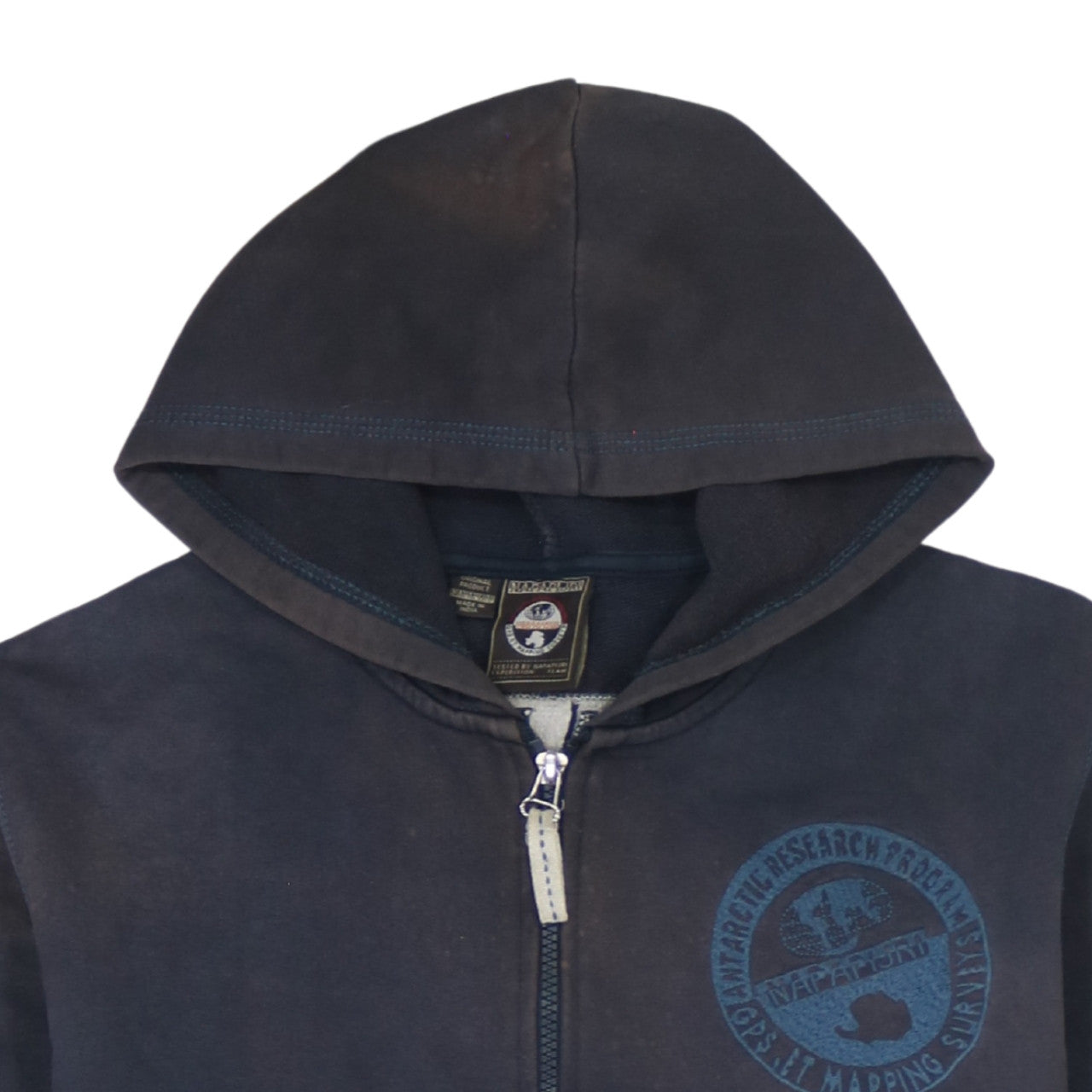 Mens UK Size 2XL Napapijri Blue Full Zip Hoodie