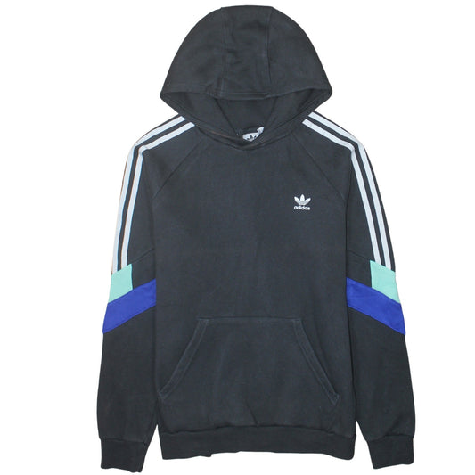 Additional front view of Adidas boys’ black colourblock pullover hoodie, size 14-15, years