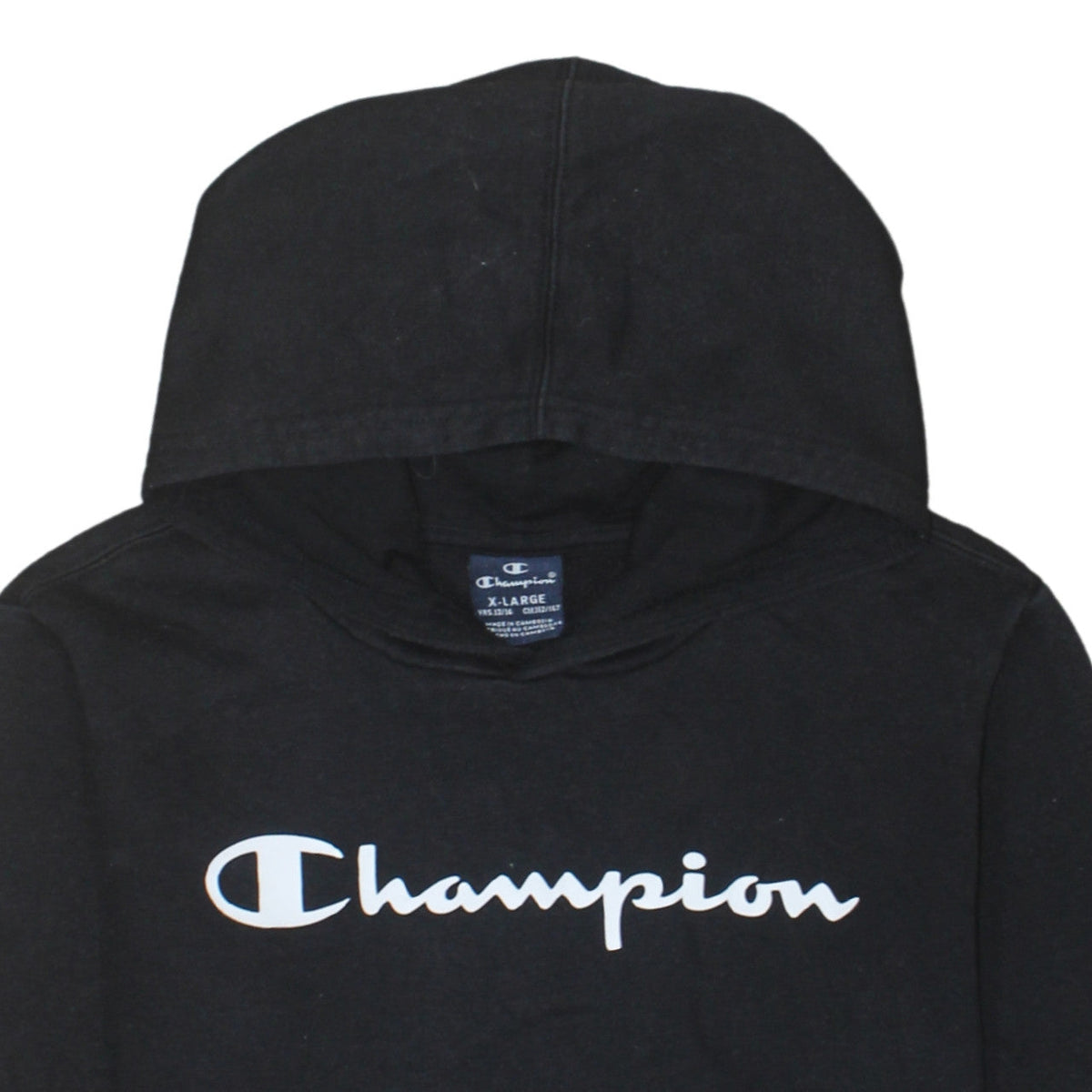 Additional view of Champion boys’ black pullover hoodie 13-14 years logo fleece sweatshirt