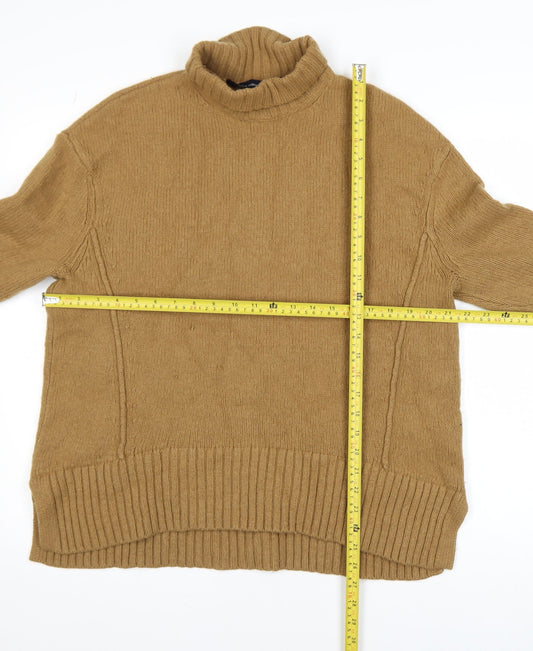 French Connection Women Camel Wool Blend Roll Neck Jumper Size S
