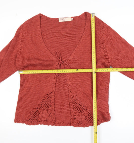 Womens UK Size 14/16 EWM Brown Cardigan Jumper