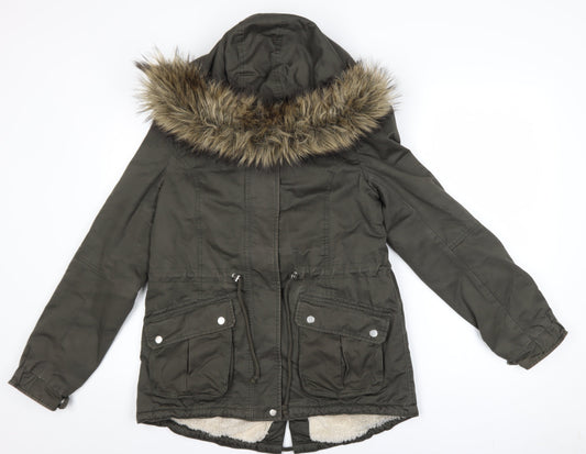 Womens UK Size 10 Divided Green Parka Coat