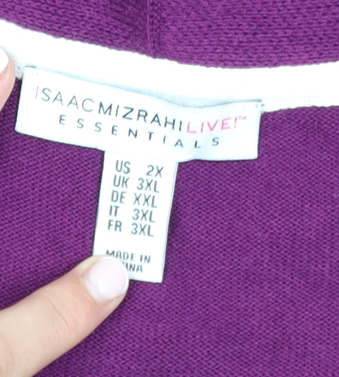 Isaac Mizrahi Live! Women’s Purple 3XL Open Knit Long Sleeve Cardigan