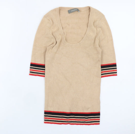 Womens UK Size S Oasis Beige Pullover Jumper