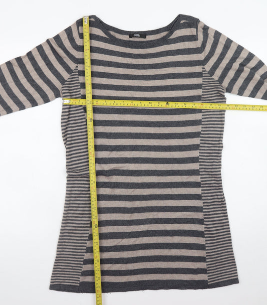 Marks and Spencer Women’s Grey Striped Long Sleeve Jumper Dress Size 18